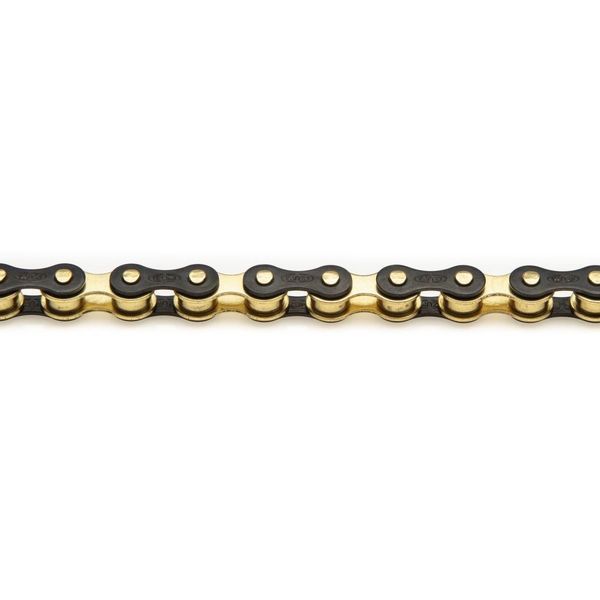 Ланцюг Izumi Jet Black/Gold 1шв 116 зв. fixed gear, трекінг, фікс ES410JB/G фото